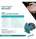 Bomba Centrífuga Monofásica Leo Acm37 0.5hp Color Azul 220v