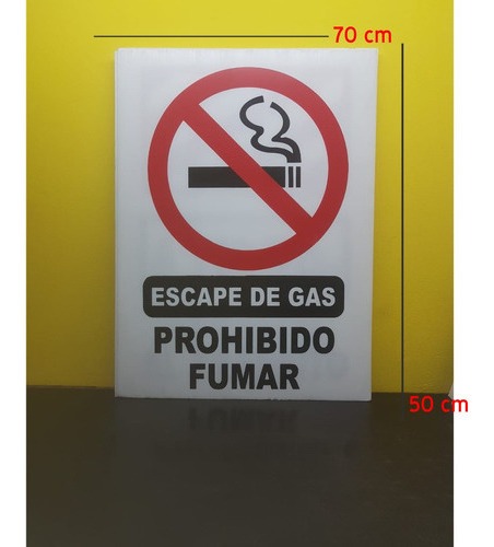 Cartel Prohibido Fumar Escape Gas Plastico Corrugado 70x50