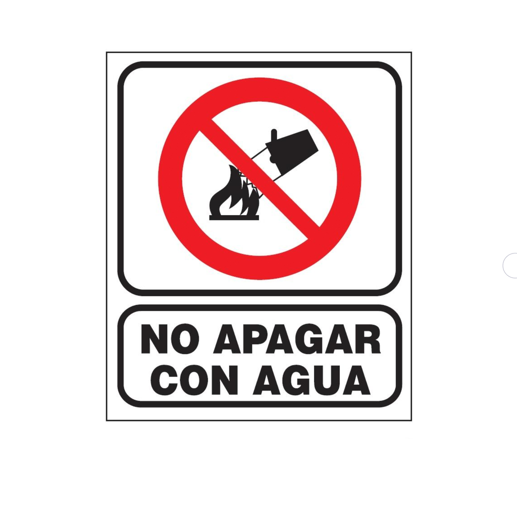 CARTEL 22*28 "NO APAGAR CON AGUA"