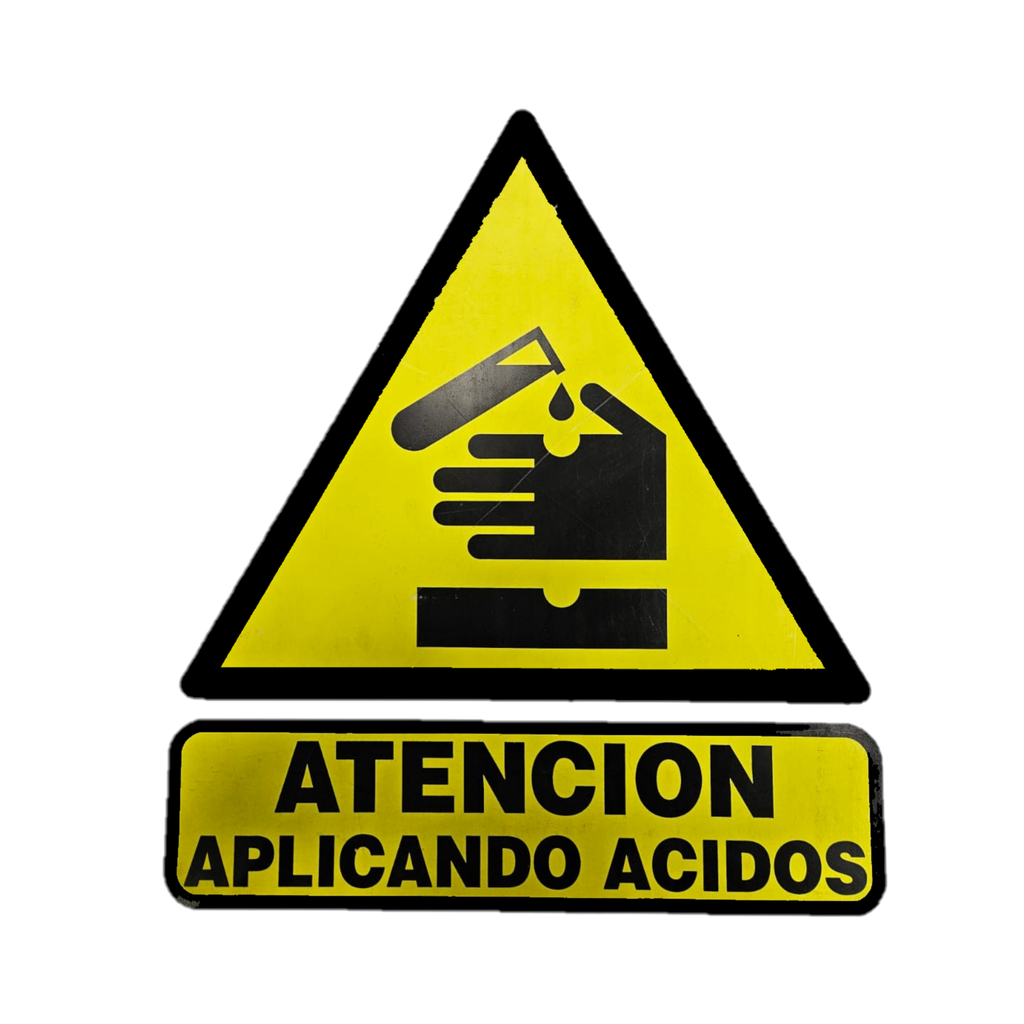 CARTEL 40*45 "ATENCION APLICANDO ACIDOS"