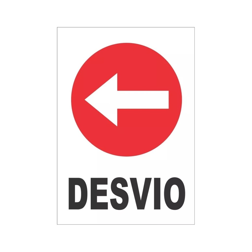 CARTEL DE PLASTICO CORRUGADO 50 X 70 CM - DESVIO IZQUIERDA 1409