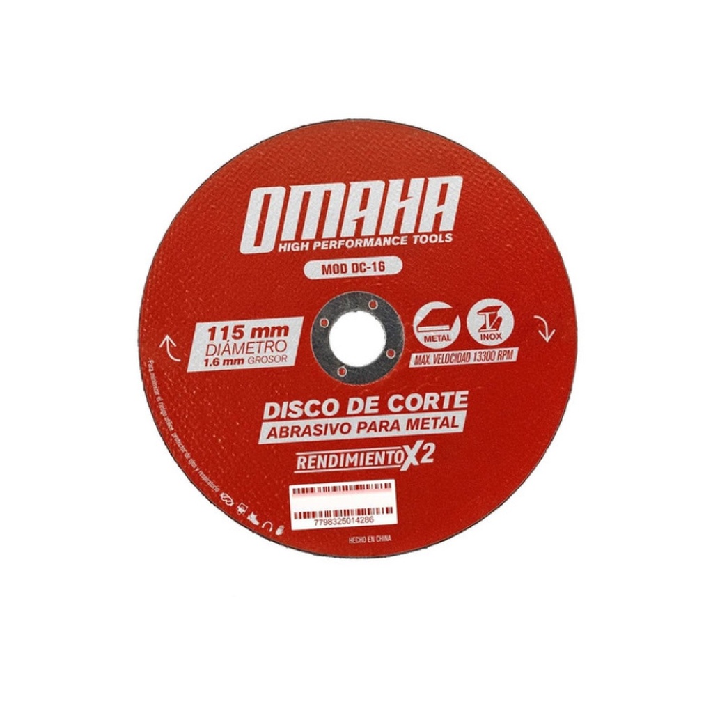 DISCO DE CORTE ABRASIVO OMAHA P/METAL 180 X 1.6 MM 471.DC-3