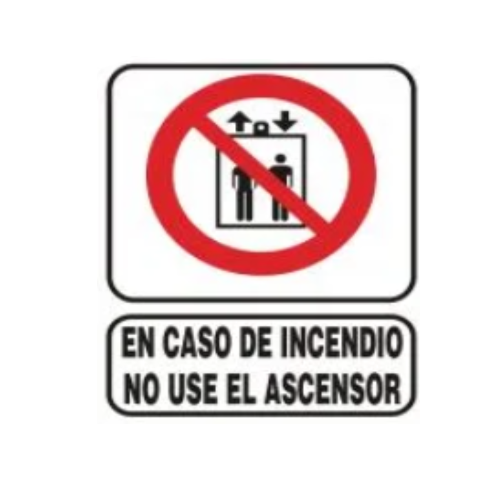 CARTEL DE SEÑALIZACION 22*28 "EN CASO DE INC. USAR ASCENSOR"