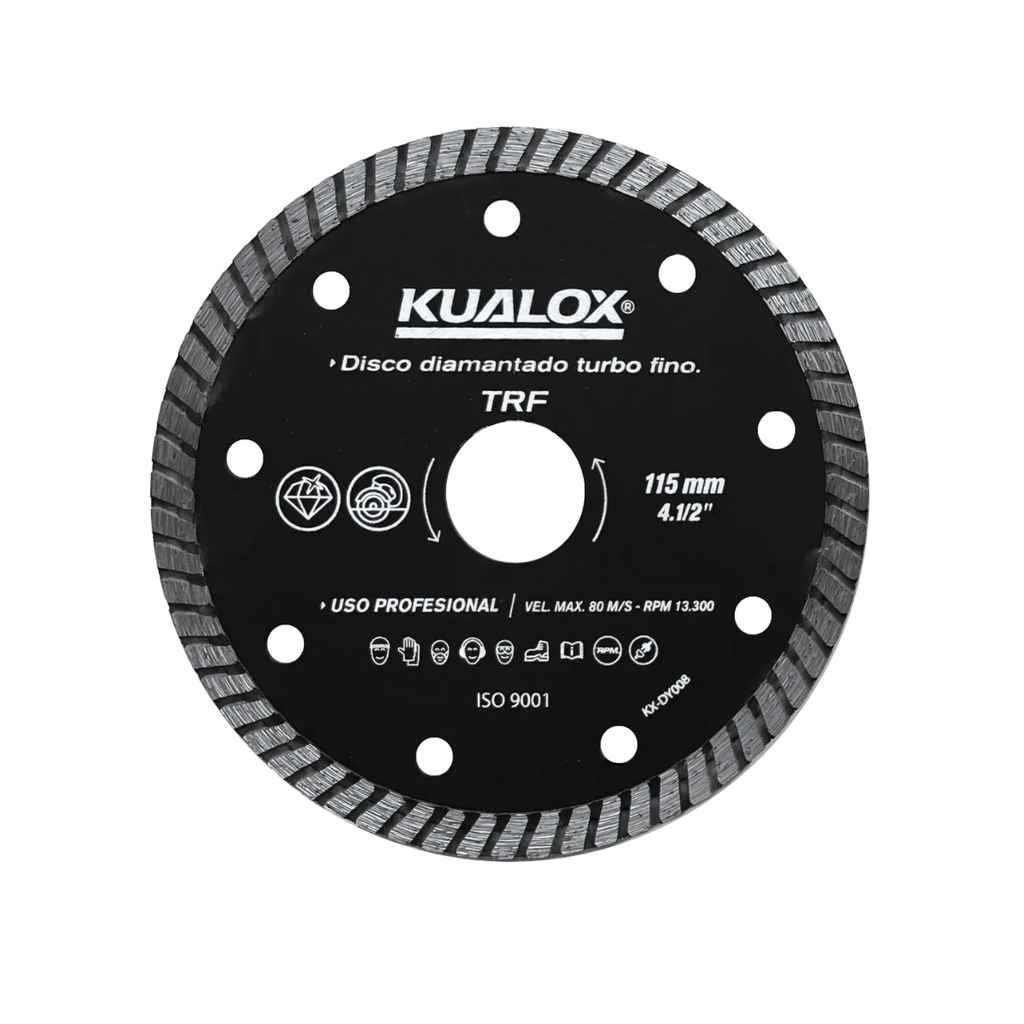DISCO DIAMANTADO TURBO FINO 4 1/2'' KUALOX - 115 X 22.23MM - KX-DY008