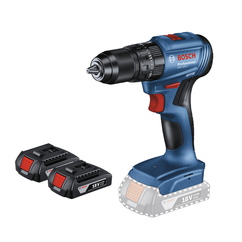 TALADRO ATORNILLADOR INALAMBRICO BOSCH 18V C/MALETIN Y 2 BATERIAS - Gsb 185 Li 2 bat