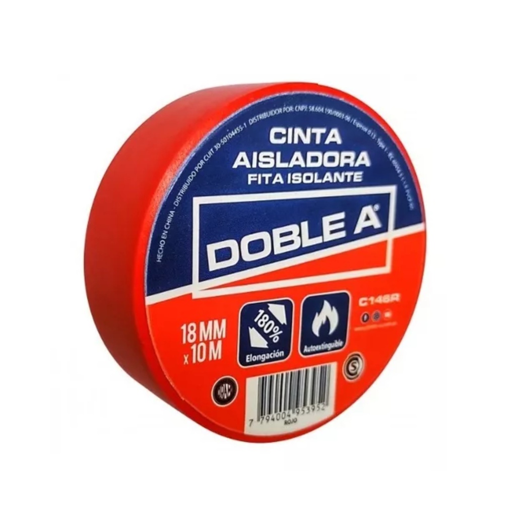CINTA AISLADORA DOBLE A 18X10 ROJO