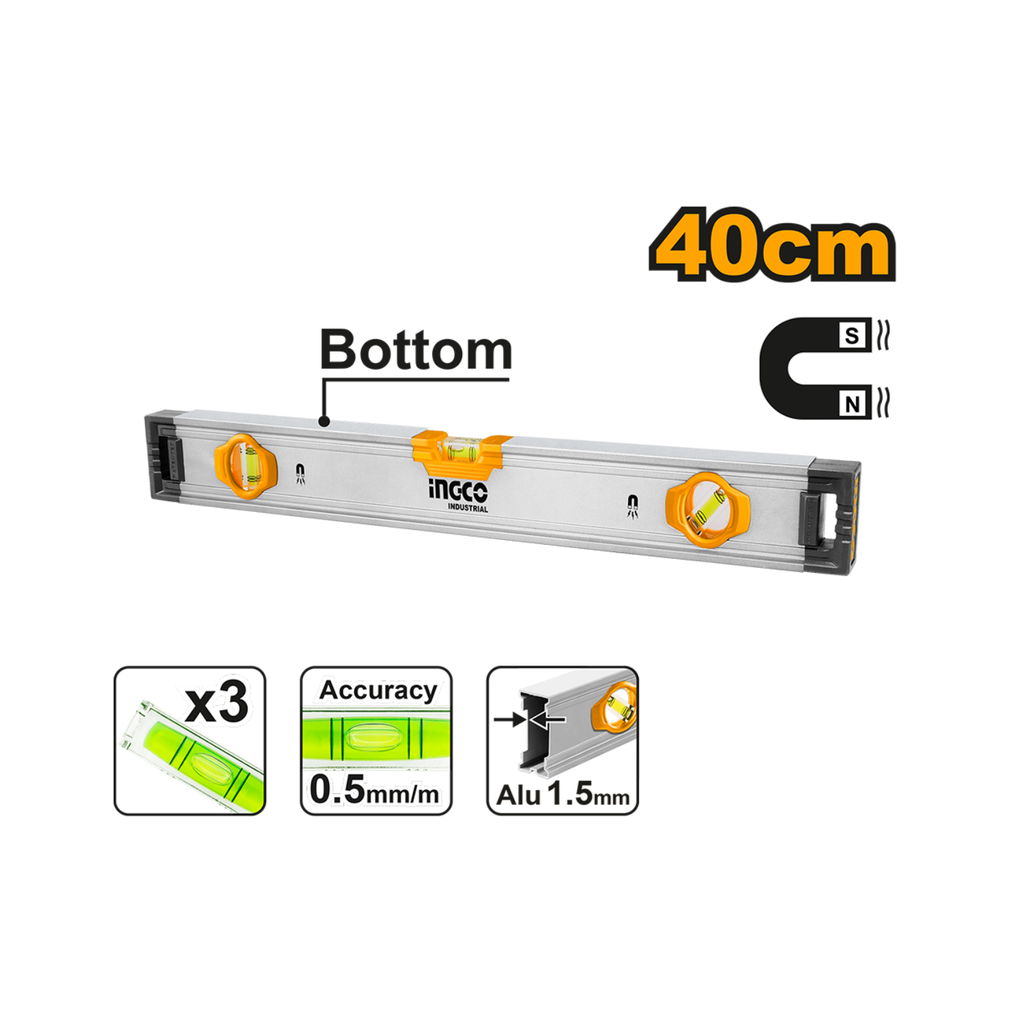 NIVEL DE BURBUJA INGCO 40CM - HSL38040M