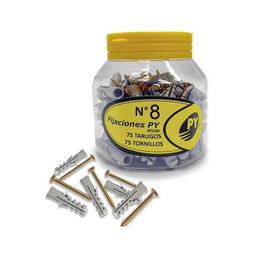 [2204071114402035] TARUGO EN POTE TRANSPARENTE CON TORNILLO N°8