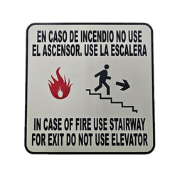 [70004727] Cartel  De Señalización 14*14 "En caso de incendio no usar ascensor"