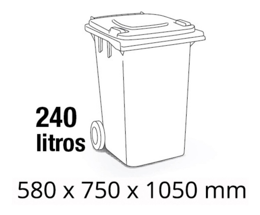Contenedor Tacho Industrial 240 Litros Tapa Ruedas Exterior 