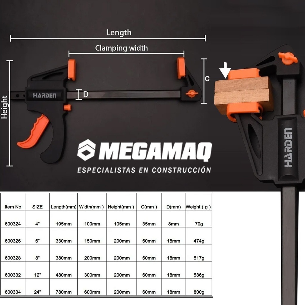 Prensa Sargento De Ajuste Rapido 8  200mm Clamp Profesional