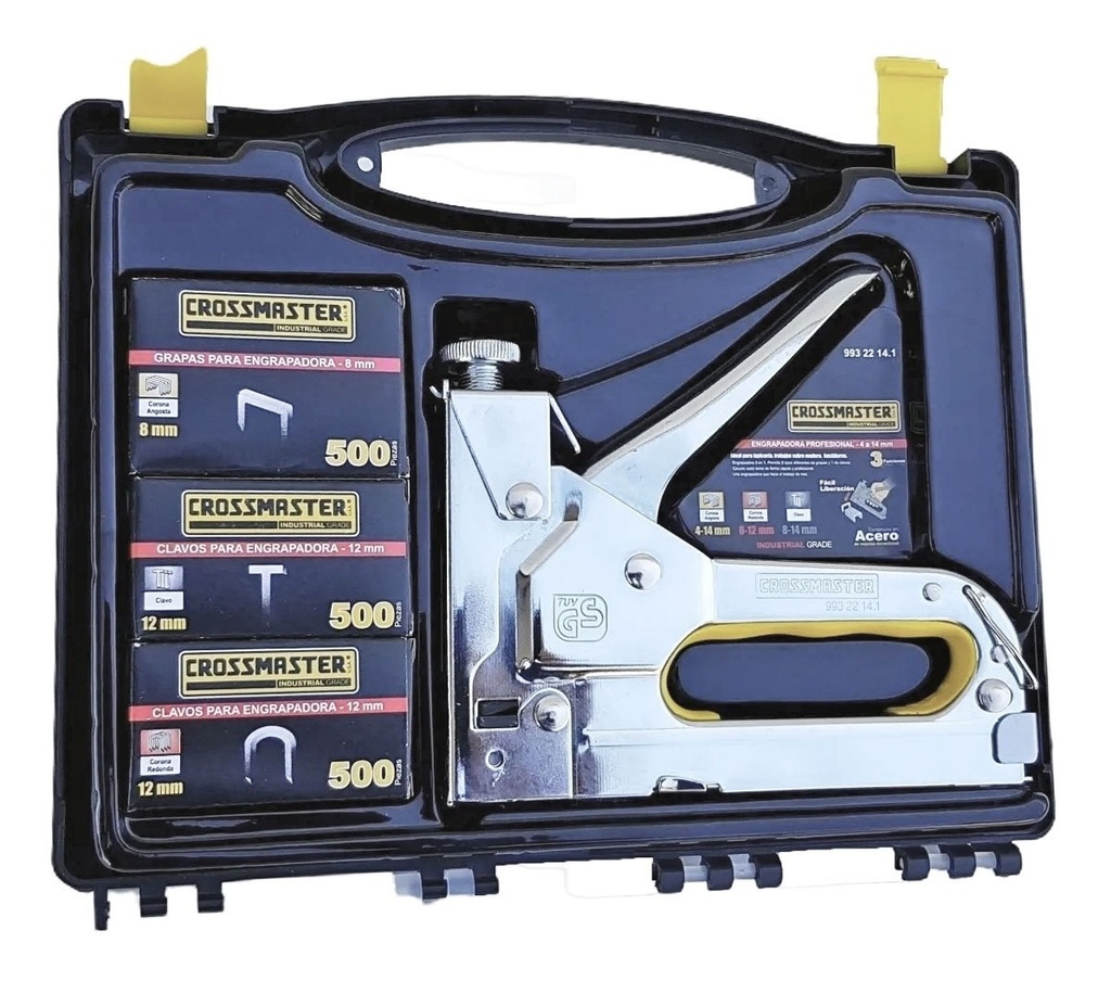 Engrapadora Clavadora Crossmaster Maletin + Grapas + Clavos 