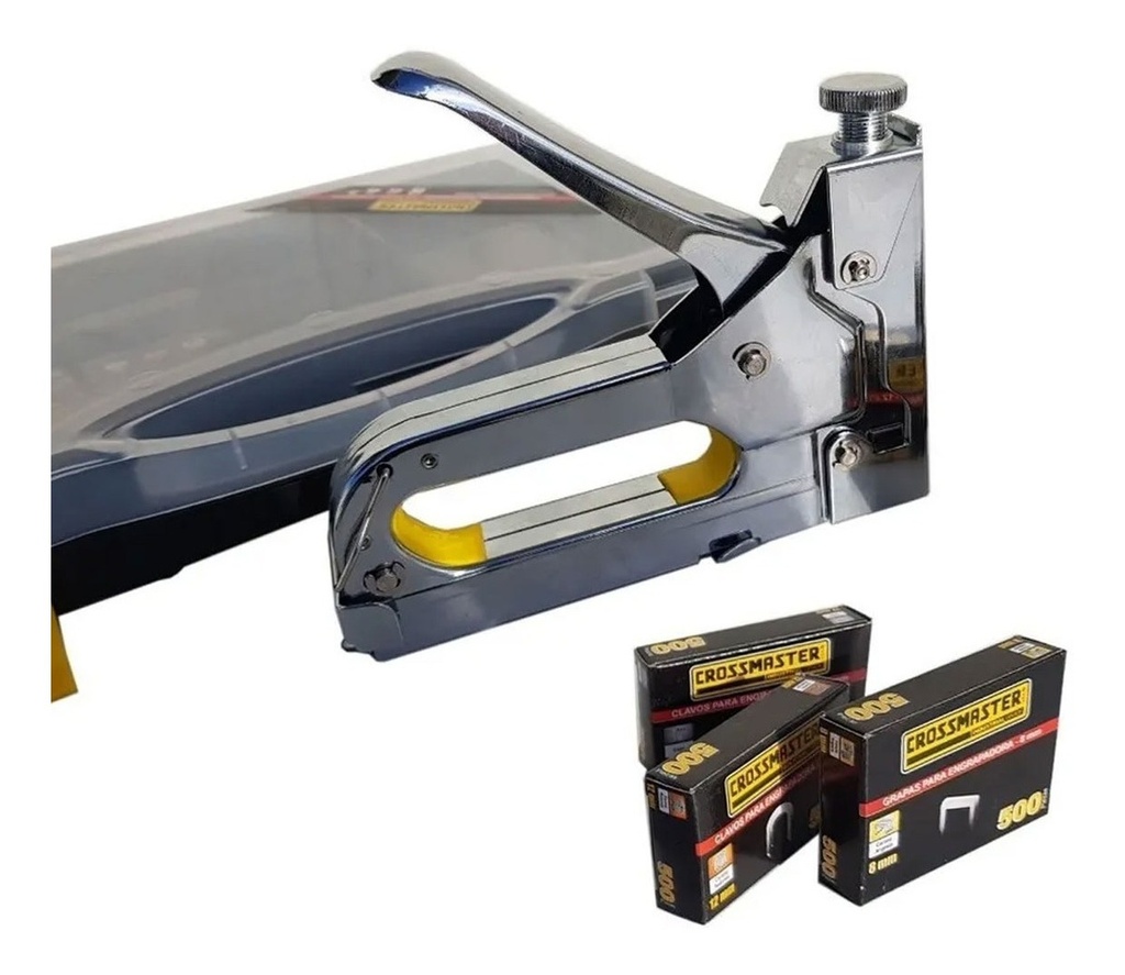 Engrapadora Clavadora Crossmaster Maletin + Grapas + Clavos 