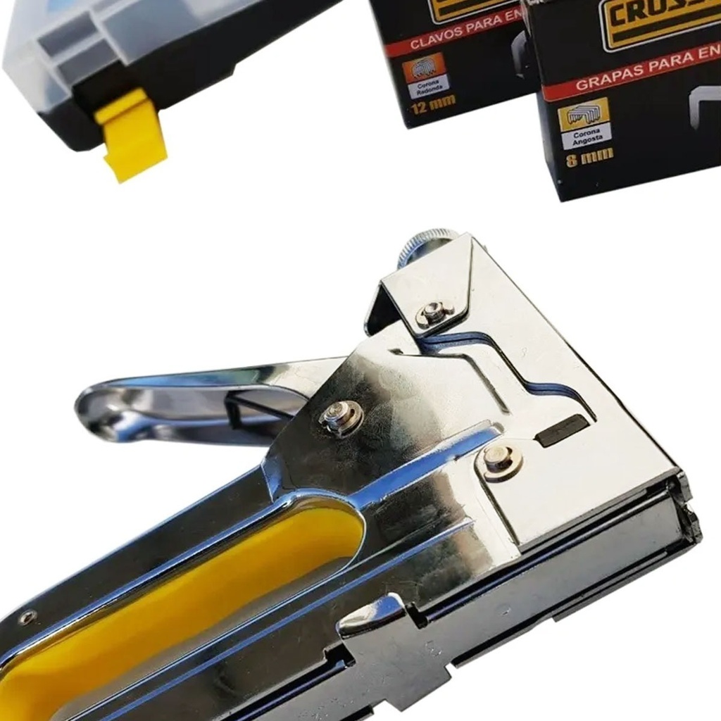 Engrapadora Clavadora Crossmaster Maletin + Grapas + Clavos 