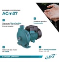 Bomba Centrífuga Monofásica Leo Acm37 0.5hp Color Azul 220v