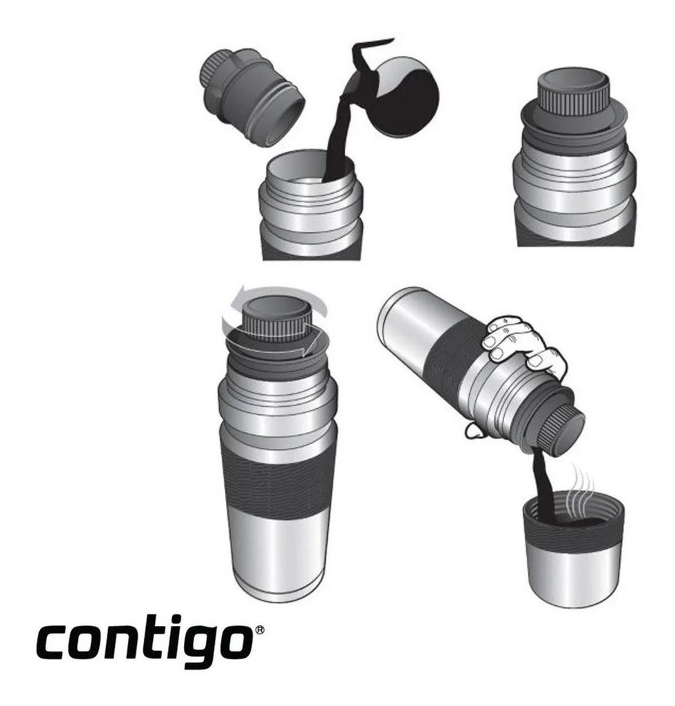 Termo Contigo 739ml Black Mate Acero Inoxidable Pico 360 °
