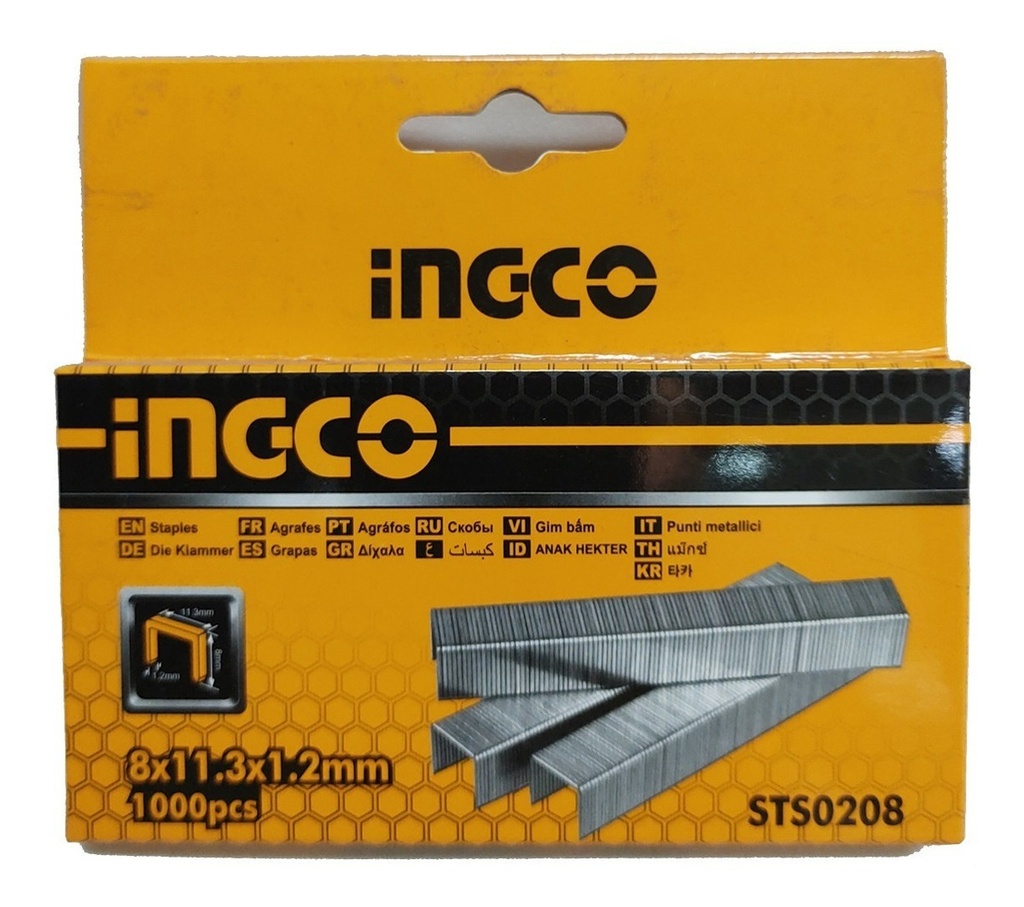 1000 Grampas Ingco 8mm P/engrapadora 8x11.3x1.2mm  Sts0208