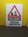Cartel Peligro Zanga Abierta Seguri Plastico Corrugado 70x50