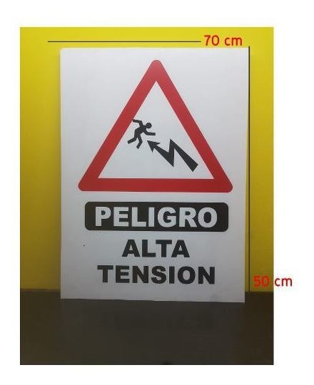 Cartel Peligro Alta Tensión Segurid Plastico Corrugado 70x50