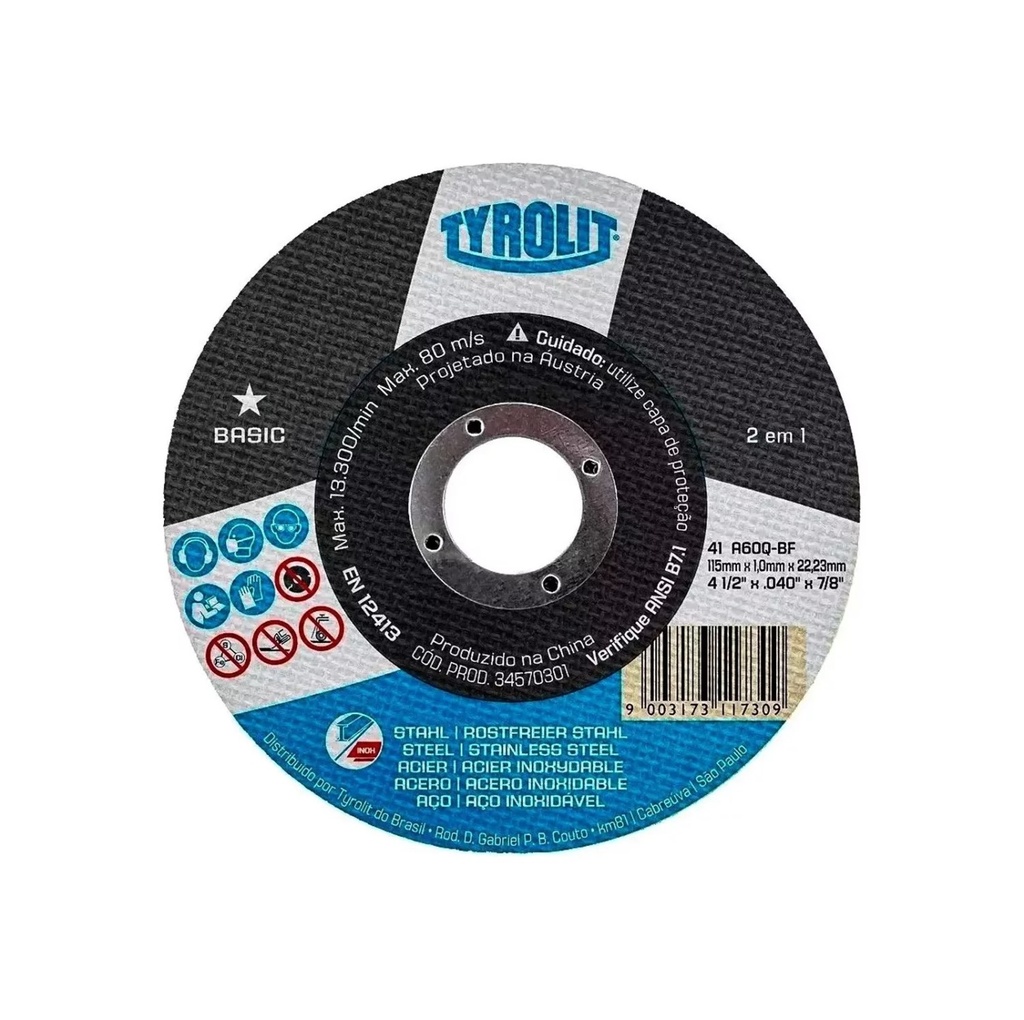 DISCO DE CORTE TYROLIT 115 X 1 MM ECO