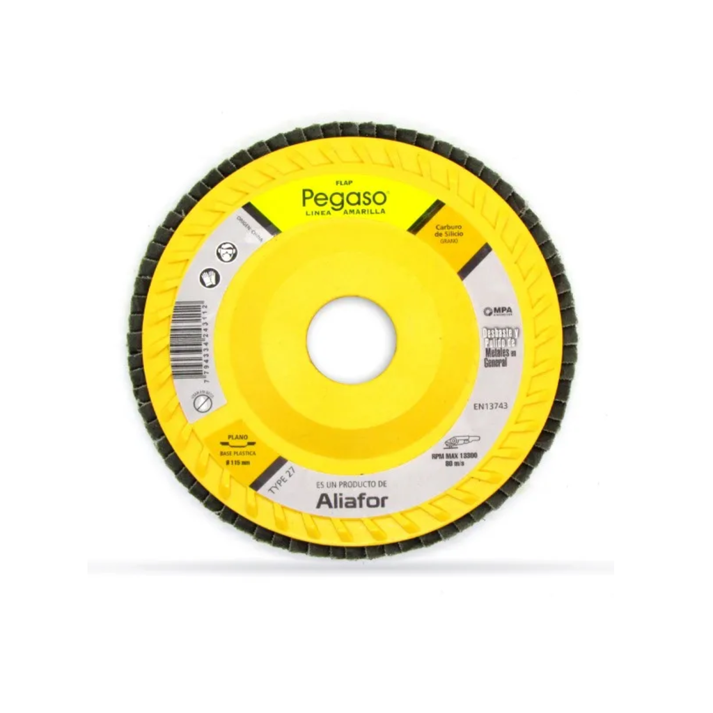 DISCO FLAP PEGASO PLANO PLAST. 115 MM CARB.SILICIO GR 120 - Y115CPP120