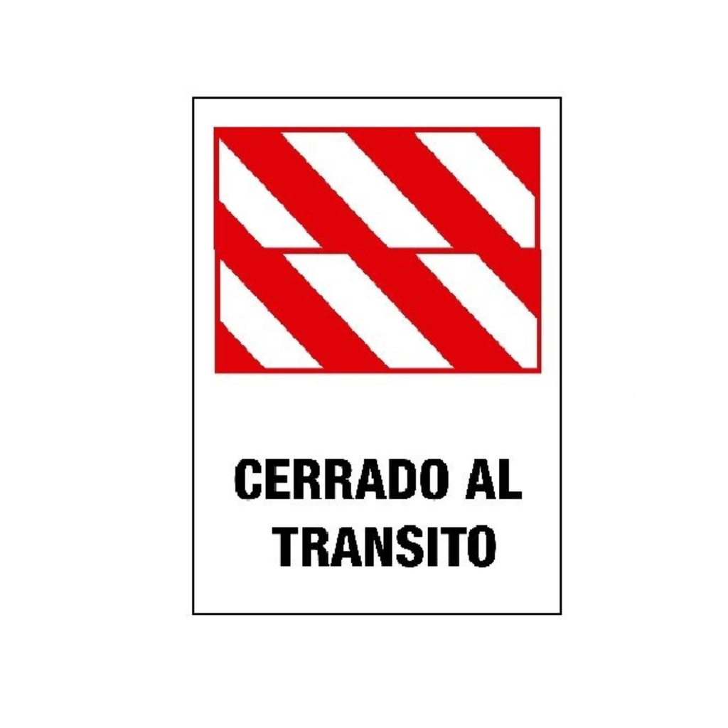 CARTEL DE PLASTICO CORRUGADO 50 X 70Cm - CERRADO AL TRANSITO