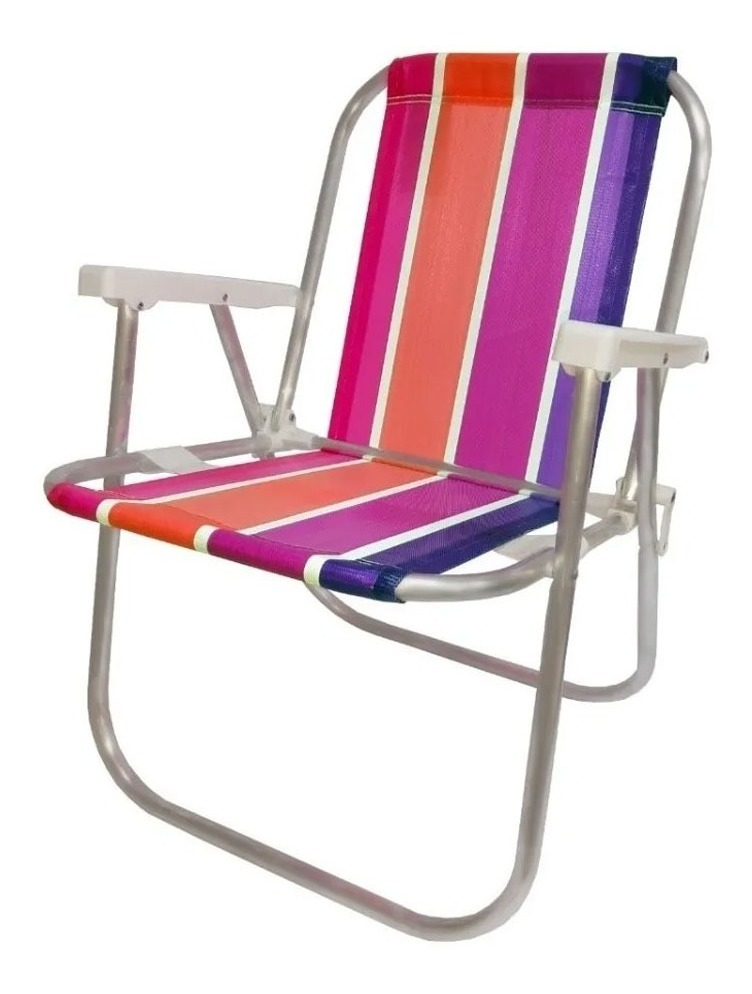 Silla De Playa Plegable Reposera Playera Alum 4 posiciones Rosa