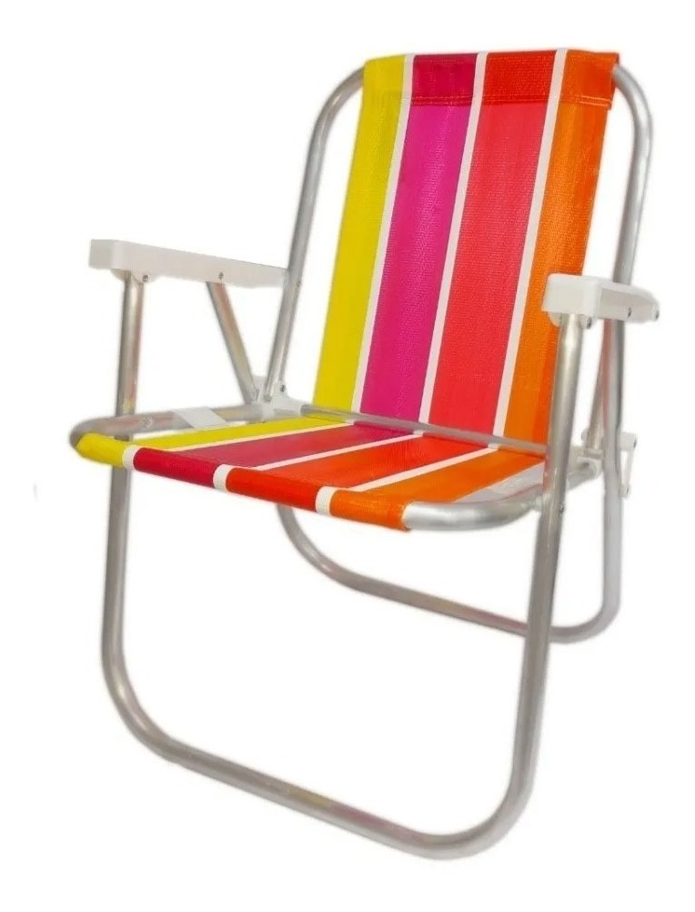 Silla De Playa Plegable Reposera Playera Alum 4 posiciones Naranja