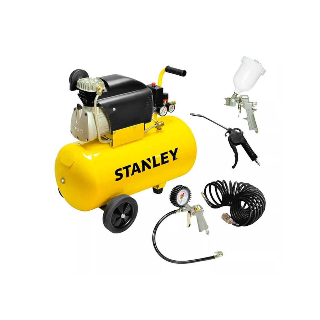 COMPRESOR STANLEY 50LTS 2HP C/KIT 4 ACCESORIOS - FCDV404STC506