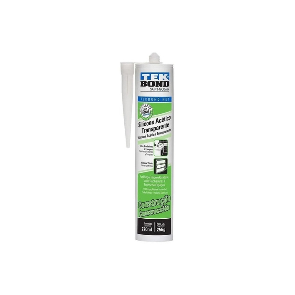 SILICONA ACETICA TRANSPARENTE TEKBOND 256GR