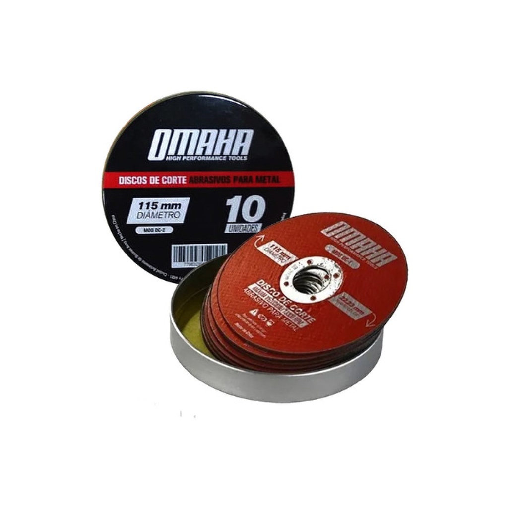 DISCO DE CORTE ABRASIVO OMAHA P/METAL 115 X 1 MM X 10 UNID