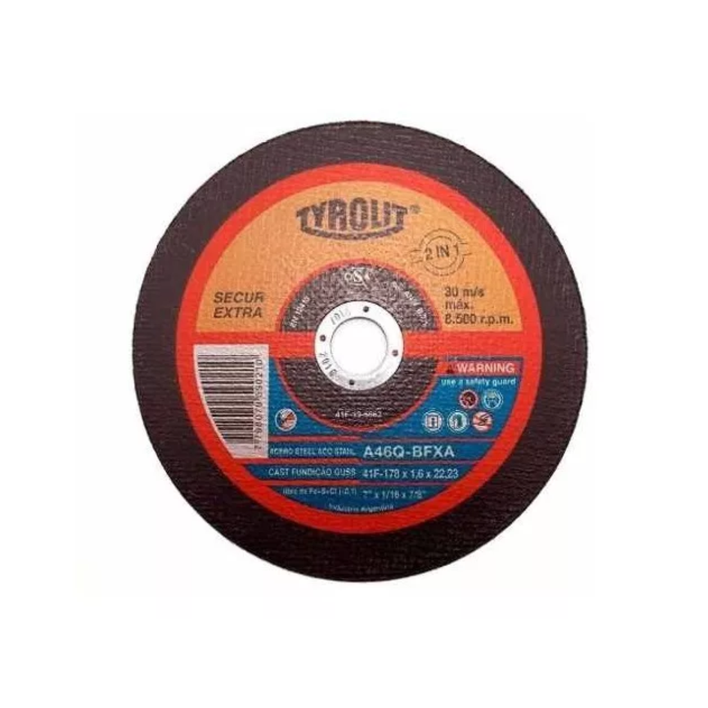 DISCO DE CORTE PLANO TYROLIT 178 X 1.6 MM SECUR - 41F-19-5662