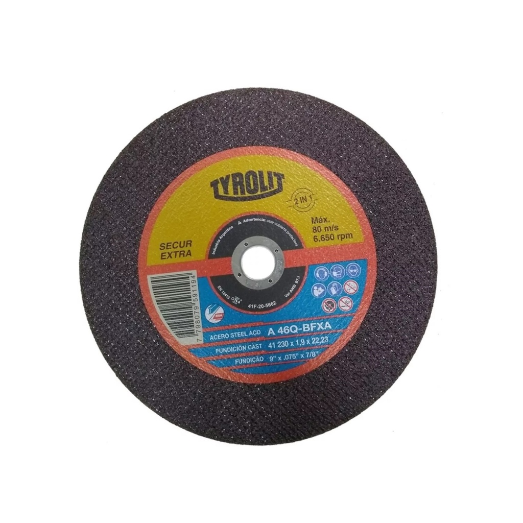 DISCO DE CORTE 230 X 1.9 MM TYROLIT SECUR - 41F-20-5662