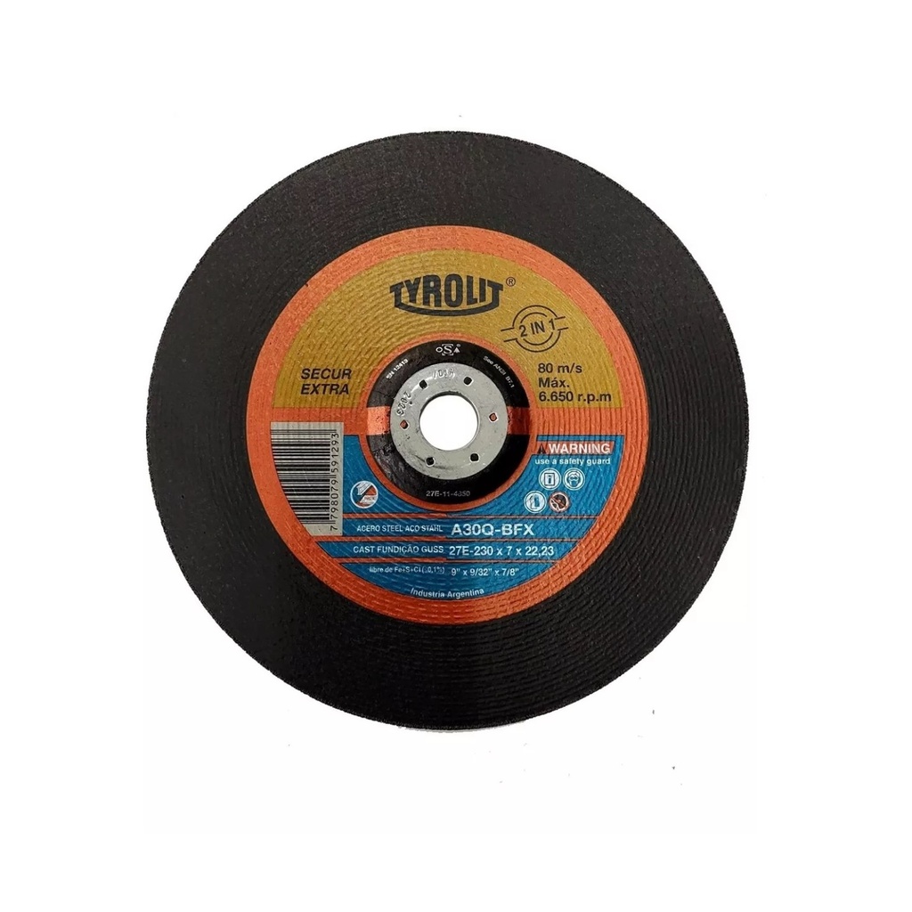 DISCO DE DESBASTE TYROLIT 230 * 7.00 MM SECURE  - 11-4850