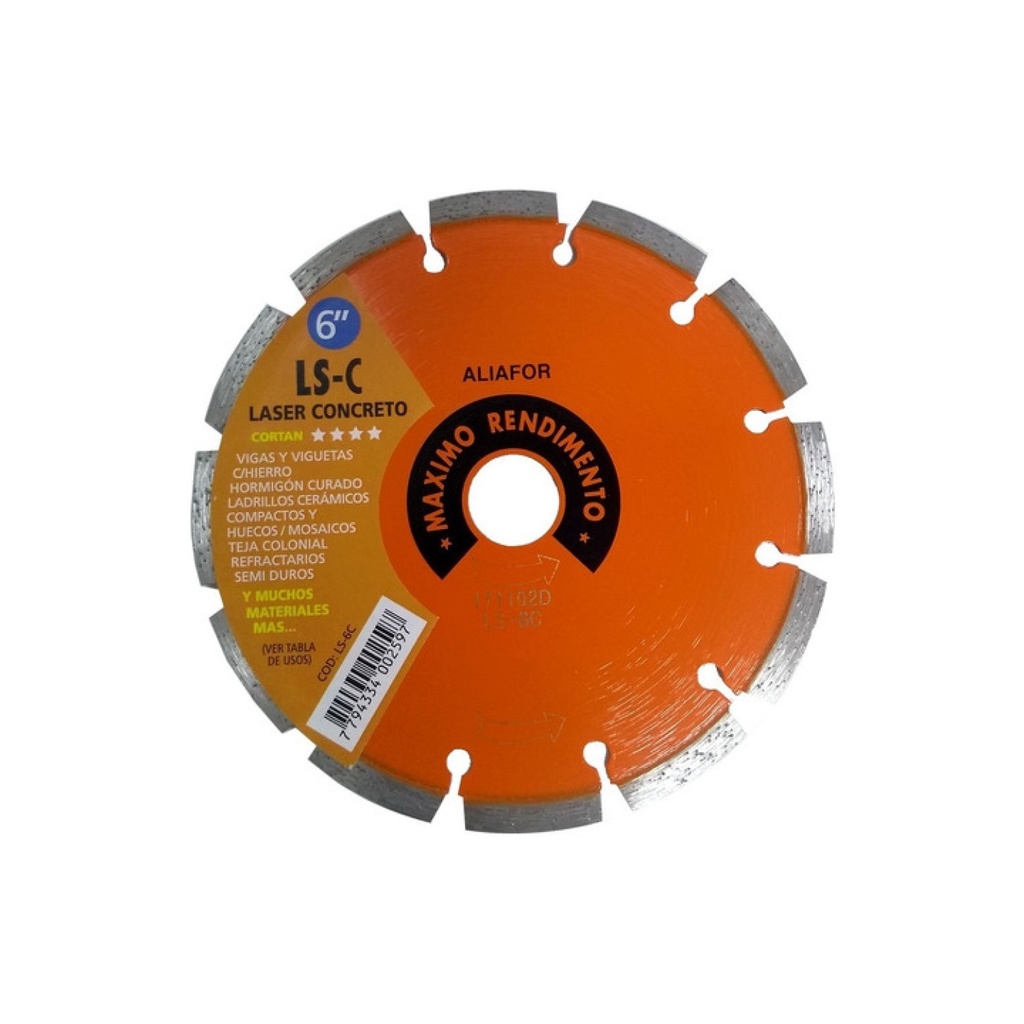 DISCO DIAMANTADO ALIAFOR CONCRETO 6" - LS-6C