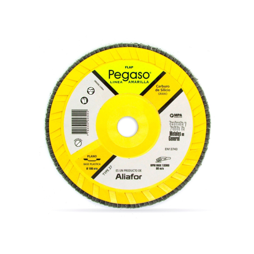 DISCO FLAP 180 PEGASO 400 GRANO Y180CPP400 LINEA AMARILLA