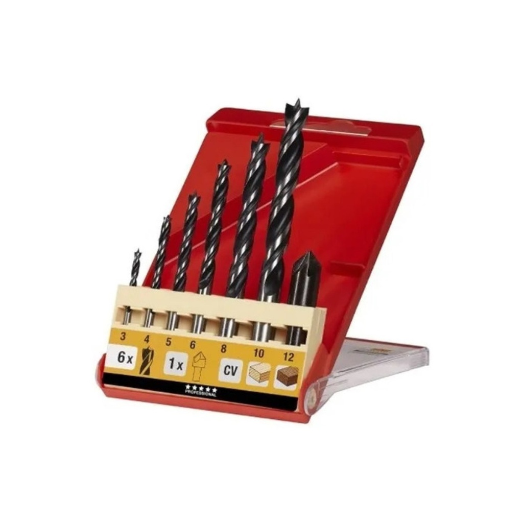 SET DE MECHAS KWB CON FRESADOR P/MADERA 7 PIEZAS 49514200