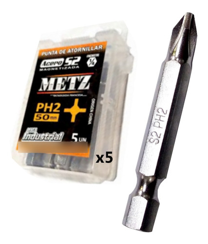 Set Puntas Metz Atornillar Ph2 X 50 Mm 5 U.