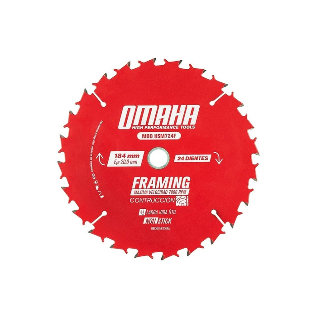 HOJA DE SIERRA OMAHA P/MADERA 184 MM 24 D. 471.HSM724F