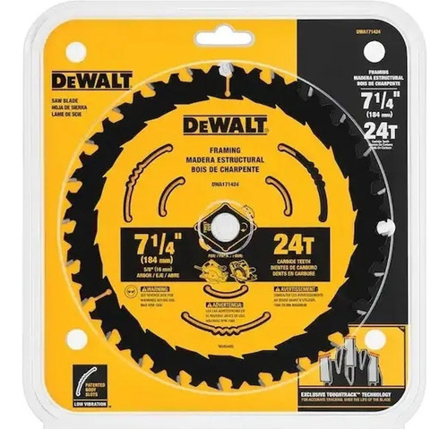 [2211091000556071] HOJA SIERRA CIRCULAR DEWALT  7 1/4 X 24 DIENTES - DWA171424 (​)