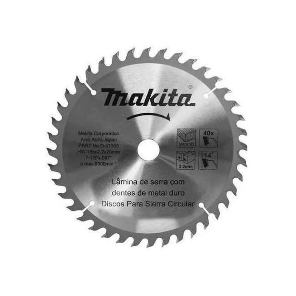 HOJA DE SIERRA CIRCULAR MAKITA 185X20X40T D-51356