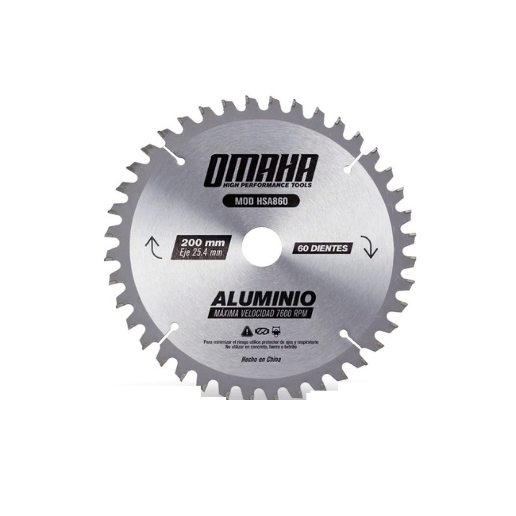 [2204071114526417] HOJA DE SIERRA OMAHA P/ALUMINIO 200 X 25.4 MM 60D 471.HSA860