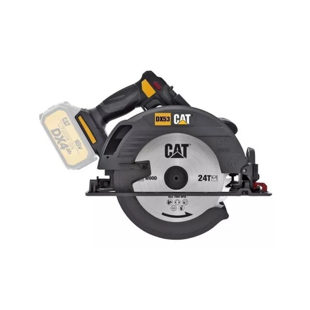SIERRA CIRCULAR CATERPILLAR 18V 1400W 185MM 5500RPM SIN CARGADOR Y BATERIA - CATDX53B