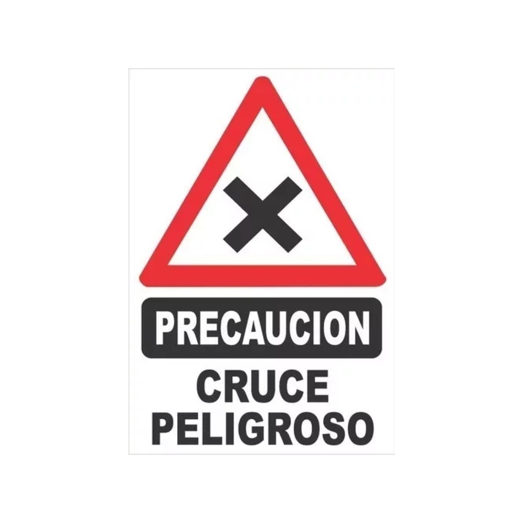 CARTEL DE PLASTICO CORRUGADO 50 X 70 CM - CRUCE PELIGROSO