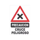CARTEL DE PLASTICO CORRUGADO 50 X 70 CM - CRUCE PELIGROSO