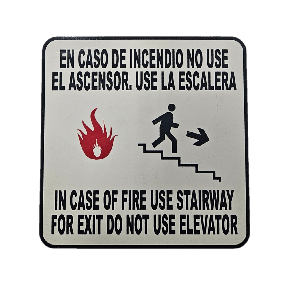 [70004727] Cartel  De Señalización 14*14 "En caso de incendio no usar ascensor"