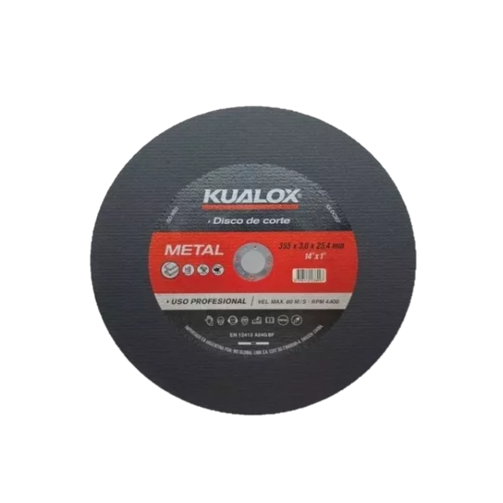 DISCO DE CORTE PARA METAL KUALOX 355 X 3,0 X 25,4MM - KX-DC007