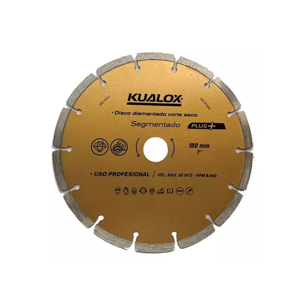 DISCO DIAMANTADO CORTE SECO PLUS SEGMENTADO KUALOX 115MM - 4 1/2'' KX-DY005