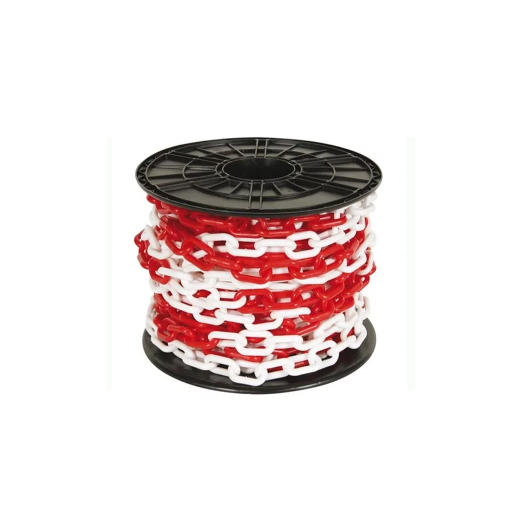 Cadena Plastica Roja y Blanca Rollo 25 Mts CRB105