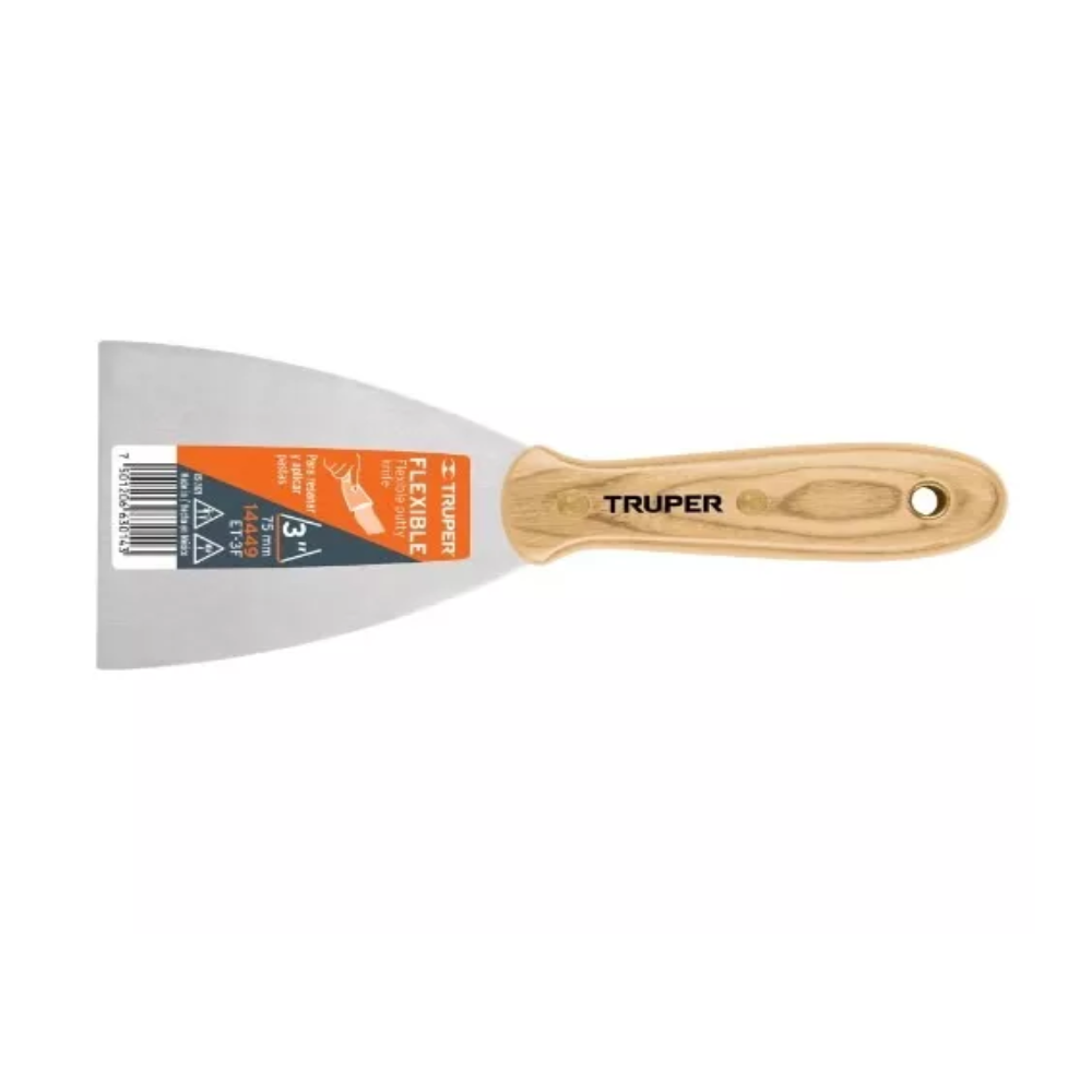 ESPATULA FLEXIBLE TRUPER MANGO MADERA 7.5 CM (3") - 14449